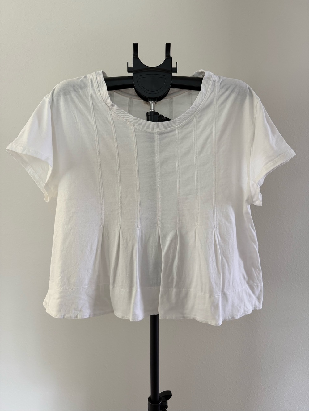 Pilcro Anthropologie Pintuck Swing Top Short Sleeve Tee White Size XL